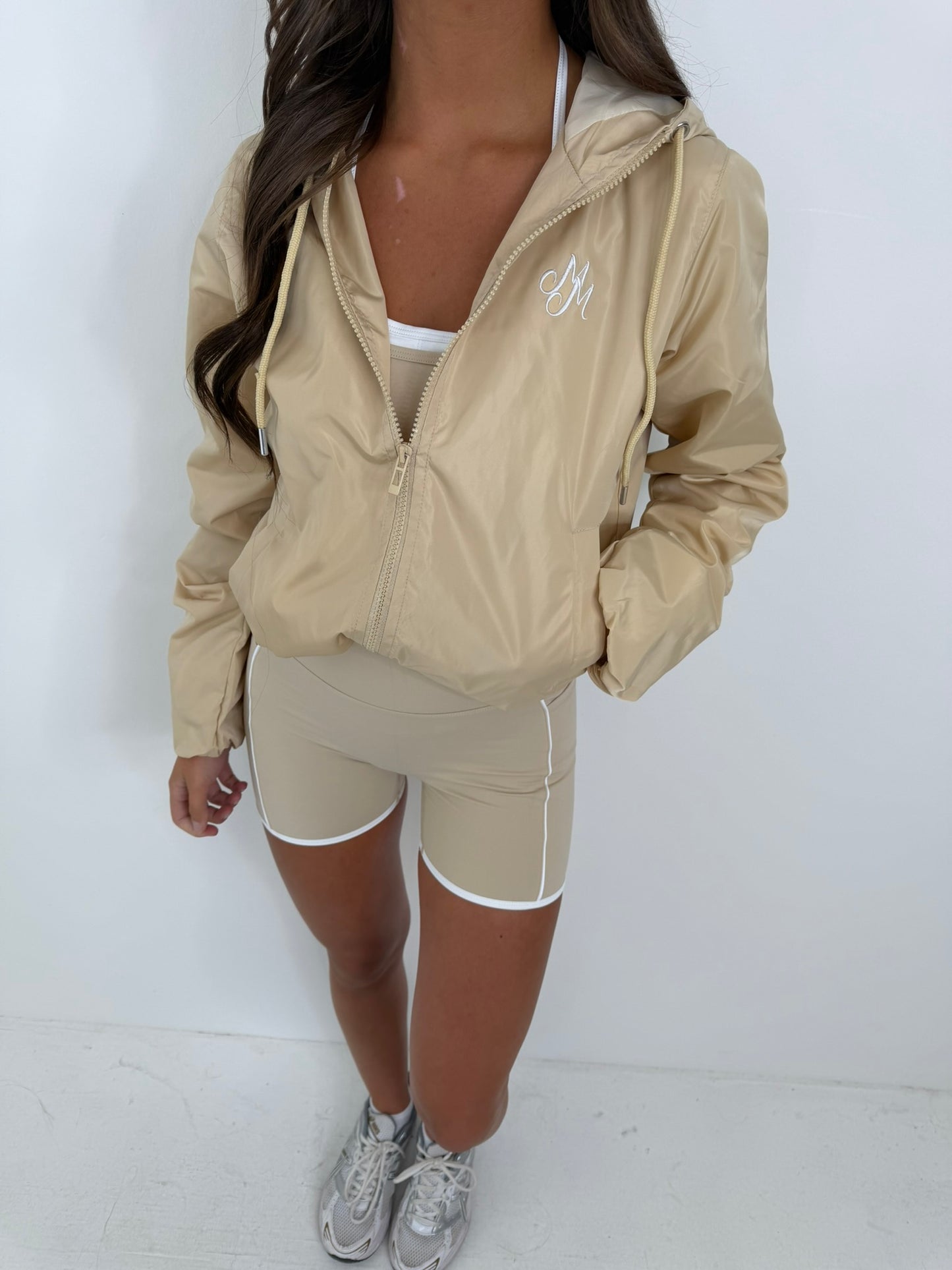 Willow long sleeved hooded wind breaker zipped all season rain proof jacket