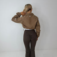 Jade quarter zip wind breaker with cuffed sleeves with MM logo TAUPE